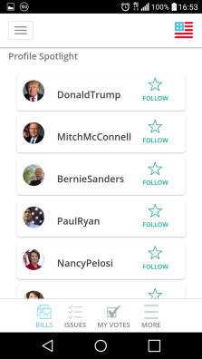 The app lets you follow key political figures